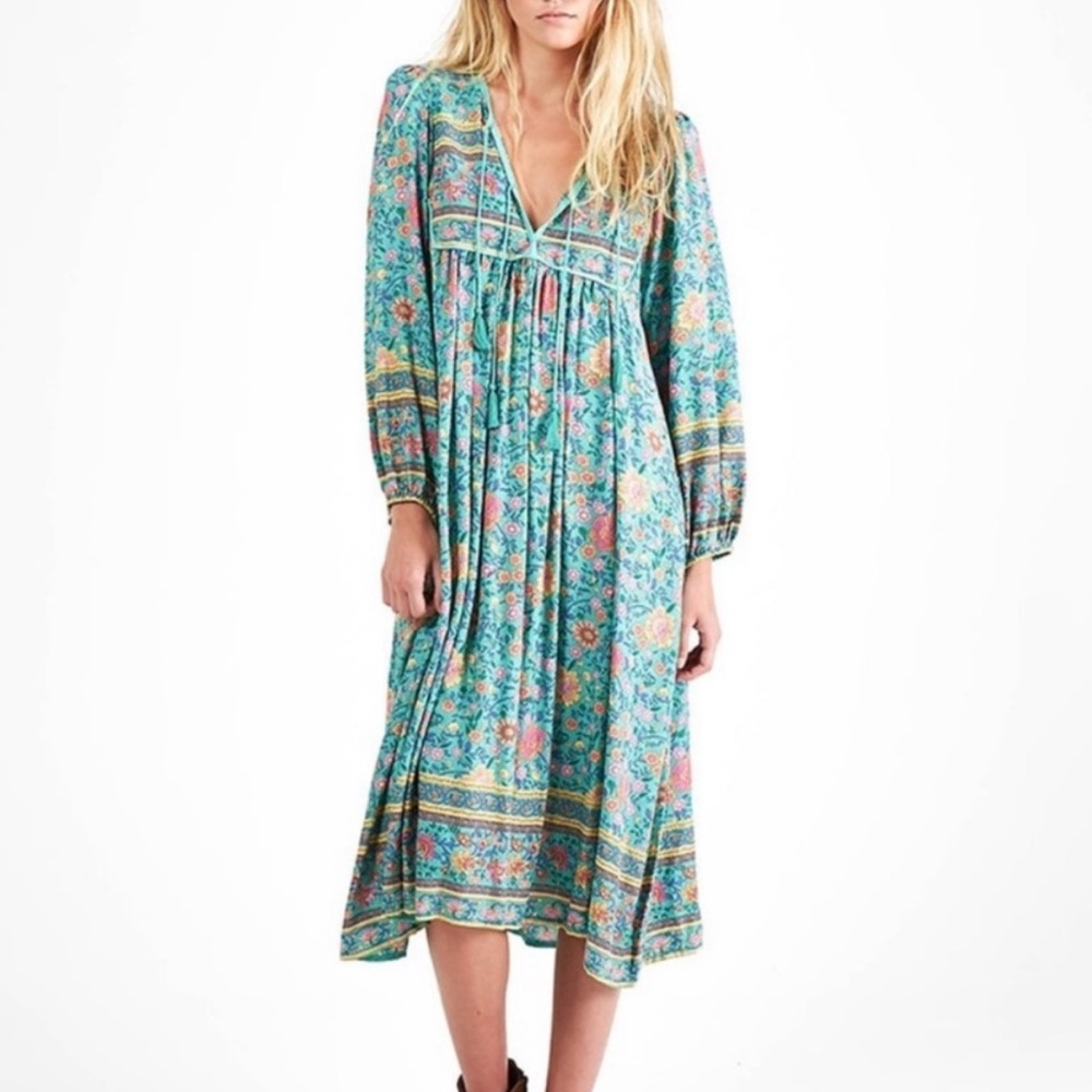 🌾 Spell and the Gypsy folk town turquoise midi dress - Picture 3 of 9